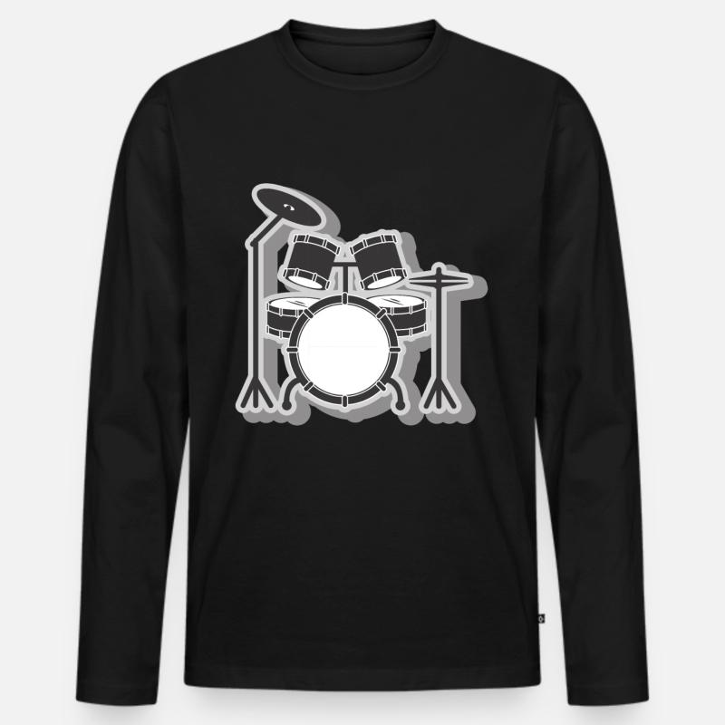Schlagzeuger Schlagzeug - Männer Premium Bio Langarmshirt - Schwarz