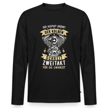 Mofa Moped Motorrad Zweitakt Spruch - Männer Premium Bio Langarmshirt - Schwarz - Vorne - Nico (187cm)