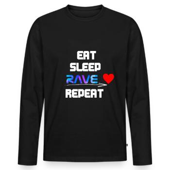 Eat Sleep Rave Repeat - Männer Premium Bio Langarmshirt - Schwarz - Vorne - Nico (187cm)
