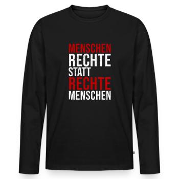 Menschenrechte statt rechte Menschen - Männer Premium Bio Langarmshirt - Schwarz - Vorne - Nico (187cm)