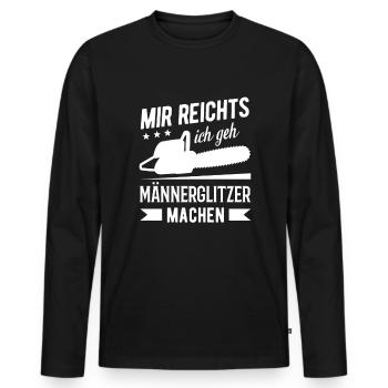 Holzfäller Schreiner Kettensäge - Männerglitzer - Männer Premium Bio Langarmshirt - Schwarz - Vorne - Nico (187cm)