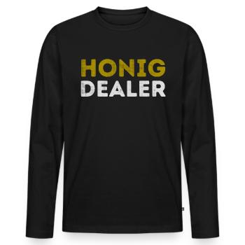 Honig-Dealer | Imker Bienenzüchter Imkerei Honig - Männer Premium Bio Langarmshirt - Schwarz - Vorne - Nico (187cm)