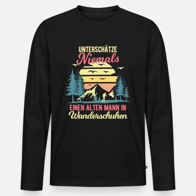 Wandern Wander Wanderer Wanderung Männer - Männer Premium Bio Langarmshirt - Schwarz