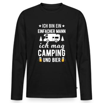 Camping Bier Camper Herren Wohnwagen - Männer Premium Bio Langarmshirt - Schwarz - Vorne - Nico (187cm)
