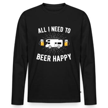 Camping campeur campeur bière - T-shirt manches longues Premium bio Homme - noir - Devant - Nico (187cm)