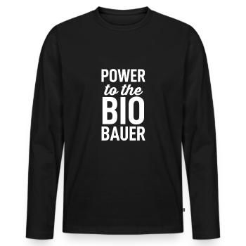 Power to the Bio Bauer - Männer Premium Bio Langarmshirt - Schwarz - Vorne - Nico (187cm)