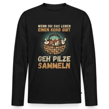 Pilzsammler Pilze Sammeln Pilze Geschenk - Männer Premium Bio Langarmshirt - Schwarz - Vorne - Nico (187cm)