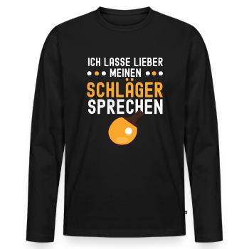 Tischtennis - Tischtennis Spieler - Männer Premium Bio Langarmshirt - Schwarz - Vorne - Nico (187cm)