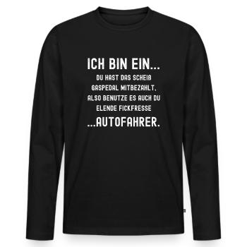 Aggressiv Auto fahren - rasanter Autofahrer - Männer Premium Bio Langarmshirt - Schwarz - Vorne - Nico (187cm)