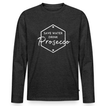 Save Water Drink Prosecco - Männer Premium Bio Langarmshirt - Anthrazit meliert - Vorne - Nico (187cm)