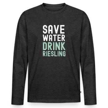 Save Water Drink Riesling - wine - Men's Premium Organic Long Sleeve Shirt - heather anthracite - Front - Nico (187cm)