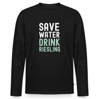 Save Water Drink Riesling - Wein - Männer Premium Bio Langarmshirt - Schwarz - Vorne - Nico (187cm)