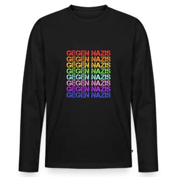 Gegen Rassismus Gegen Nazis Antirassismus Geschenk - Männer Premium Bio Langarmshirt - Schwarz - Vorne - Nico (187cm)