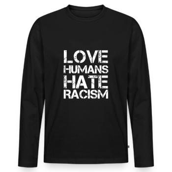 Contre le racisme Nazis contre le racisme Anti racisme - T-shirt manches longues Premium bio Homme - noir - Devant - Nico (187cm)