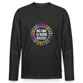 Contre le racisme Nazis contre le racisme Anti racisme - T-shirt manches longues Premium bio Homme - anthracite chiné - Devant - Nico (187cm)