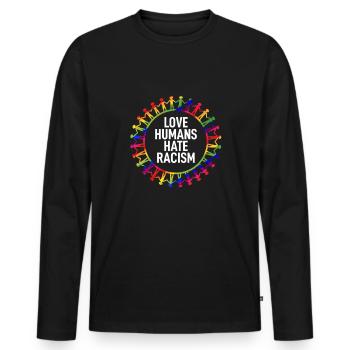 Contre le racisme Nazis contre le racisme Anti racisme - T-shirt manches longues Premium bio Homme - noir - Devant - Nico (187cm)