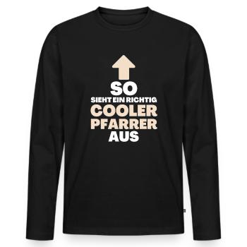 Cooler Pfarrer - Männer Premium Bio Langarmshirt - Schwarz - Vorne - Nico (187cm)