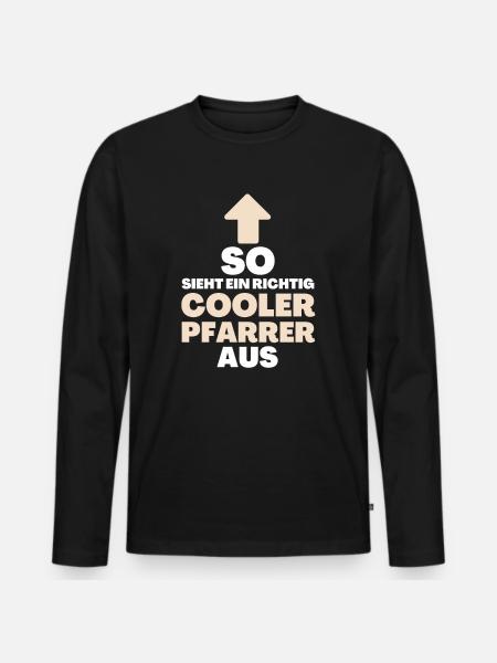 Cooler Pfarrer - Männer Premium Bio Langarmshirt - Schwarz