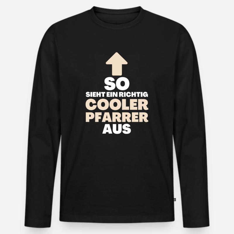 Cooler Pfarrer - Männer Premium Bio Langarmshirt - Schwarz