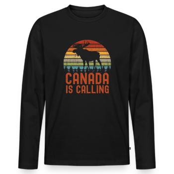 Canada is calling | Vacation Emigration Canada - Men's Premium Organic Long Sleeve Shirt - black - Front - Nico (187cm)