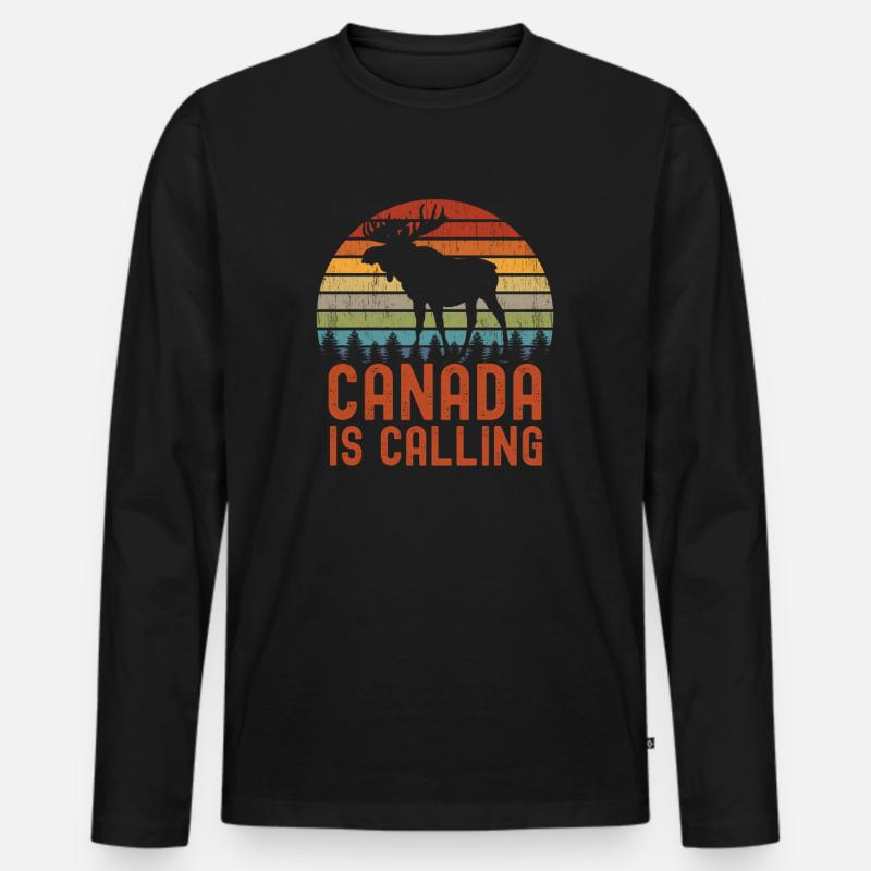 Canada is calling | Urlaub Auswandern Kanada - Männer Premium Bio Langarmshirt - Schwarz