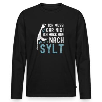Sylt - Männer Premium Bio Langarmshirt - Schwarz - Vorne - Nico (187cm)