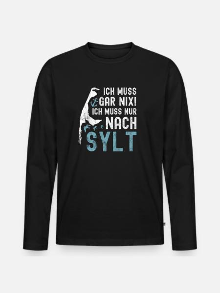 Sylt - Männer Premium Bio Langarmshirt - Schwarz