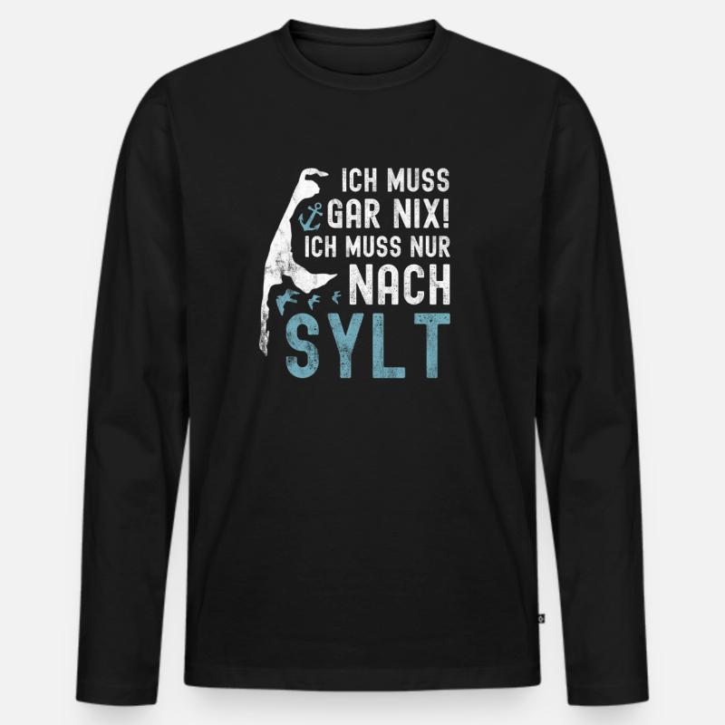 Sylt - Männer Premium Bio Langarmshirt - Schwarz