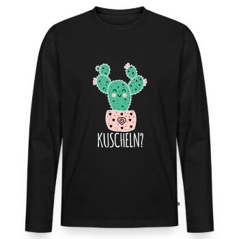 Lustig Süßer Kaktus zum Kuscheln Kakteen Geschenk - Männer Premium Bio Langarmshirt - Schwarz - Vorne - Nico (187cm)