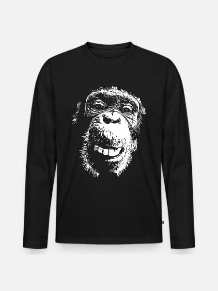 Affe Affengesicht Schimpanse Menschenaffe - Männer Premium Bio Langarmshirt - Schwarz