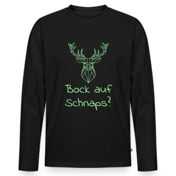 Schnaps trinken Spruch - Männer Premium Bio Langarmshirt - Schwarz - Vorne - Nico (187cm)