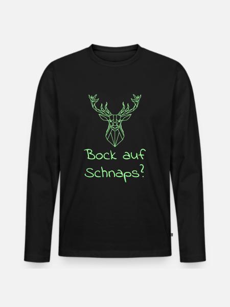 Schnaps trinken Spruch - Männer Premium Bio Langarmshirt - Schwarz