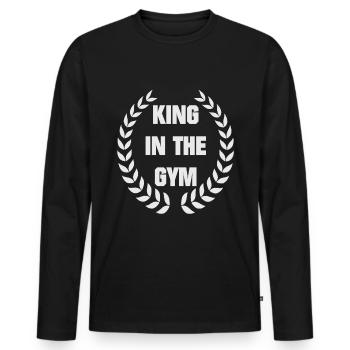 Gym Gym Saying - Men's Premium Organic Long Sleeve Shirt - black - Front - Nico (187cm)