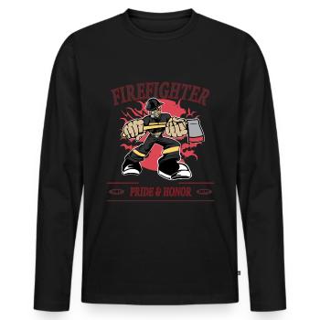 Pompier sauveteur - T-shirt manches longues Premium bio Homme - noir - Devant - Nico (187cm)