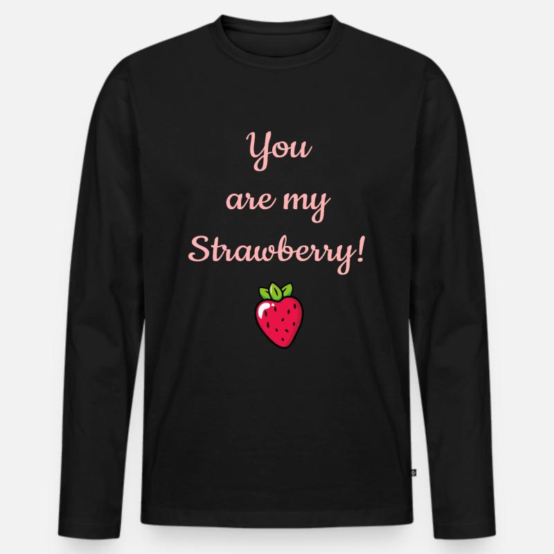 Erdbeere Spruch - Männer Premium Bio Langarmshirt - Schwarz