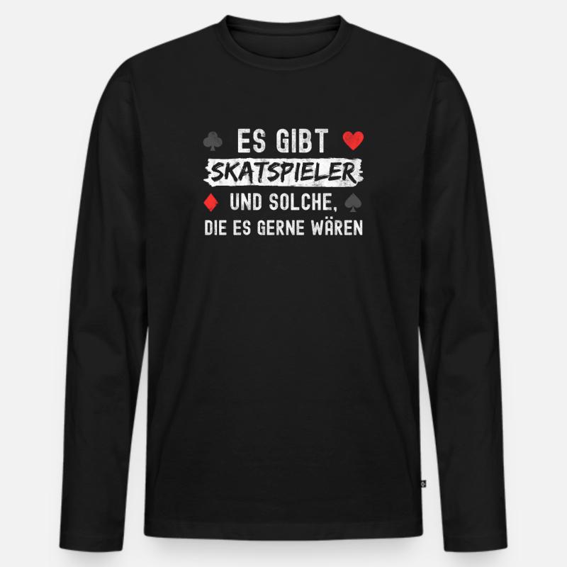 Skat-Spieler Geschenk - Männer Premium Bio Langarmshirt - Schwarz