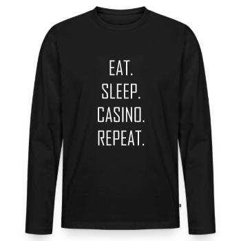Eat Sleep Casino Repeat - T-shirt manches longues Premium bio Homme - noir - Devant - Nico (187cm)