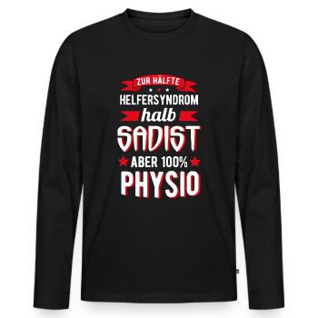 Physiotherapeut Physiotherapie Physiolustig - Männer Premium Bio Langarmshirt - Schwarz - Vorne - Nico (187cm)