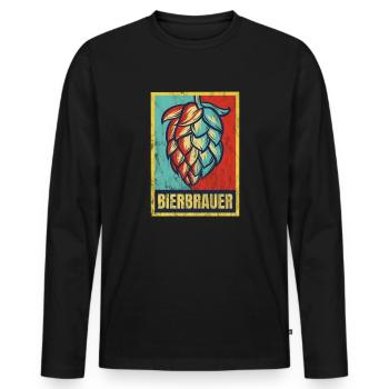 Bier-Brauer - Hopfen - Männer Premium Bio Langarmshirt - Schwarz - Vorne - Nico (187cm)