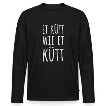 Et kütt wie et kütt - Kölsche Sprichwort - Männer Premium Bio Langarmshirt - Schwarz - Vorne - Nico (187cm)