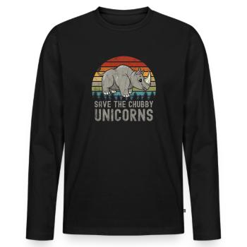 Save the chubby unicorns - Männer Premium Bio Langarmshirt - Schwarz - Vorne - Nico (187cm)
