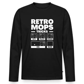 Retro-Mops - Männer Premium Bio Langarmshirt - Schwarz - Vorne - Nico (187cm)