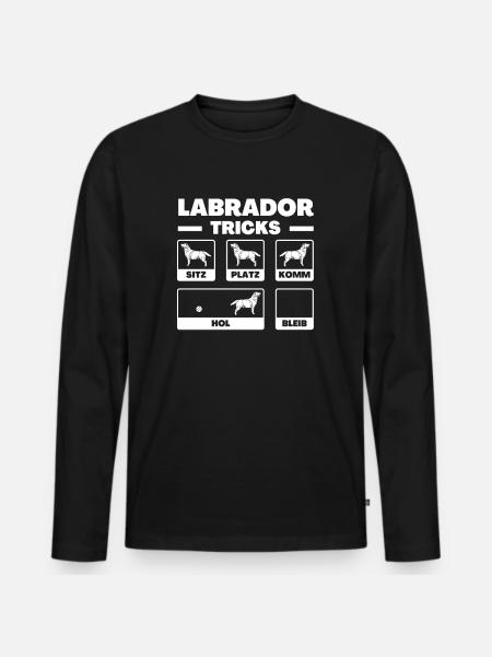 Labrador Lustig - Männer Premium Bio Langarmshirt - Schwarz