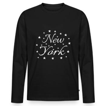 New York - Männer Premium Bio Langarmshirt - Schwarz - Vorne - Nico (187cm)