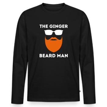 Mann mit roten Haaren und rotem Bart - Männer Premium Bio Langarmshirt - Schwarz - Vorne - Nico (187cm)