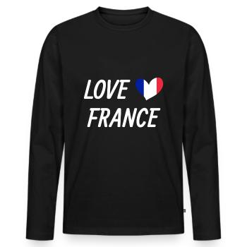 France - T-shirt manches longues Premium bio Homme - noir - Devant - Nico (187cm)