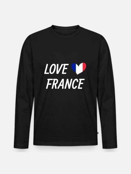 France - Men's Premium Organic Long Sleeve Shirt - black