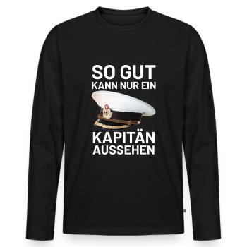 So Gut Kann Nur Ein Kapitän Aussehen - Männer Premium Bio Langarmshirt - Schwarz - Vorne - Nico (187cm)