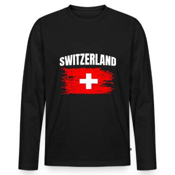 Switzerland - Men's Premium Organic Long Sleeve Shirt - black - Front - Nico (187cm)