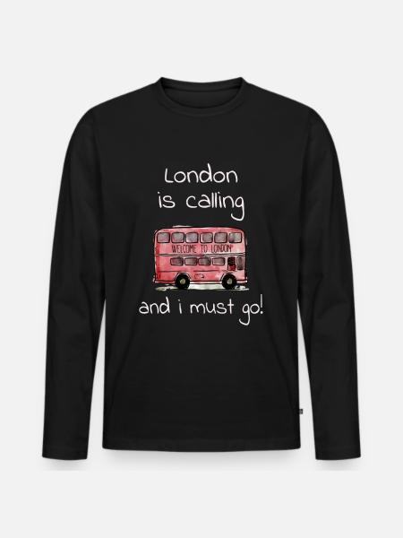 London - Men's Premium Organic Long Sleeve Shirt - black